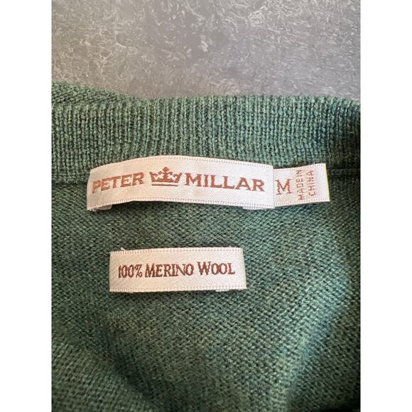 Peter Millar Merino Wool V Neck Sweater Vest Men's Size Medium Green - Picture 3 of 4